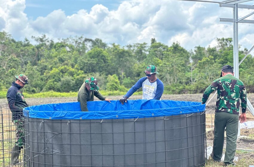  Dukung Penuh Ketahanan Pangan, Satgas TMMD Reguler Ke-124 Buat Kolam Ikan